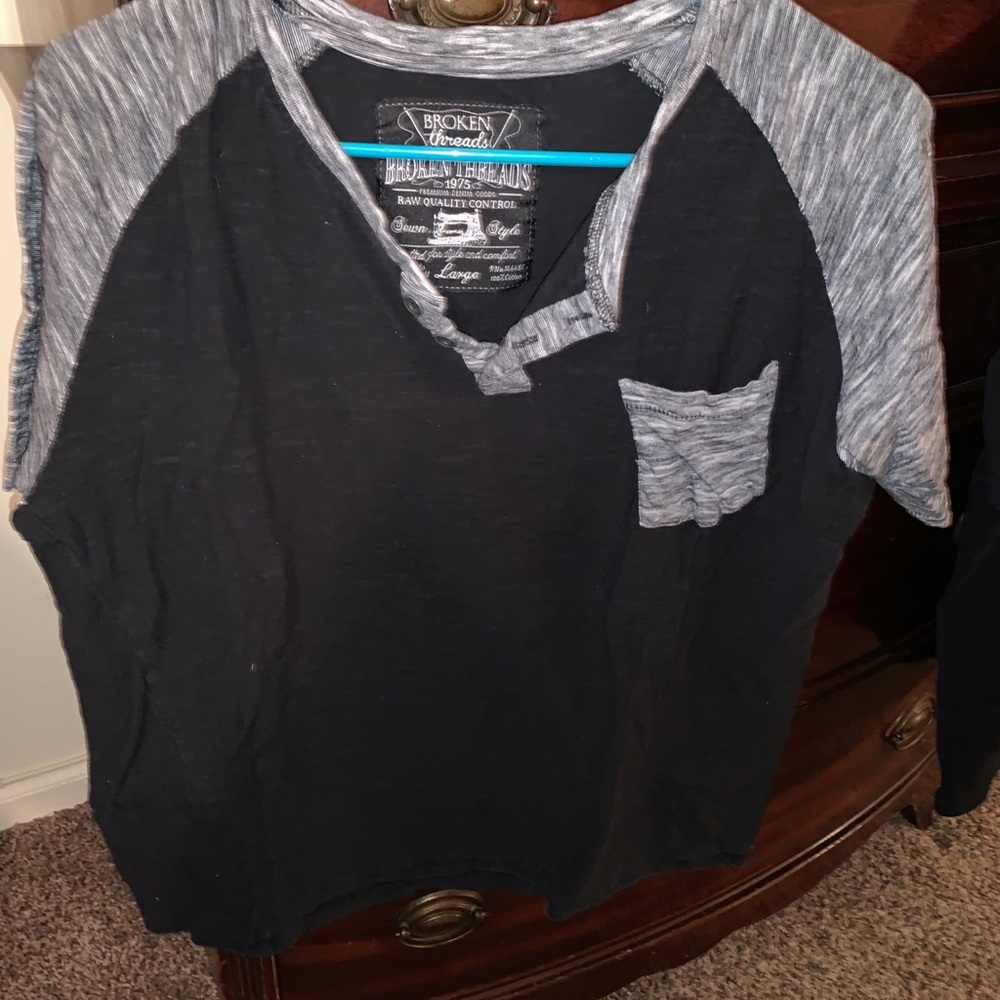 baseball style black and grey shirt